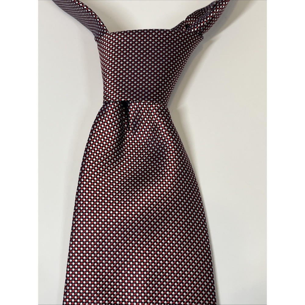 Bellinzona Men's Silk Geometric Pattern Necktie Burgundy Business Casual